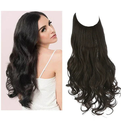 One-piece women's hair extension Volume U-Shaped Fishing Line Invisible and Natural Long Curly - Shello's Creative Boutique