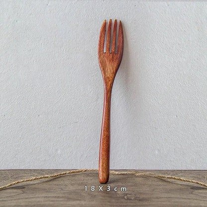 Japanese Nanmu Winding Spoon and Fork Set Wooden Coffee Stirring Spoon Wooden Spoon and Fork - Shello's Creative Boutique