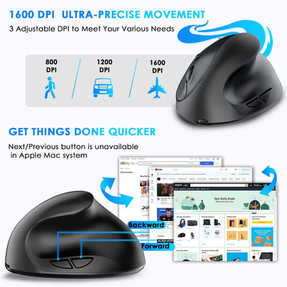 Vertical grip rechargeable silent wireless anti mouse hand designer drawing office creative ergonomic mouse - Shello's Creative Boutique