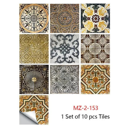 10 Piece Set Of Datura Mosaic Small Flower Imitation Ceramic Tile Wall Sticker - Shello's Creative Boutique