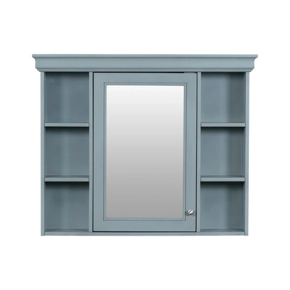 35 ''x 28' 'blue wall mounted bathroom storage cabinet with mirror door and medication cabinet with 6 open shelves - Shello's Creative Boutique