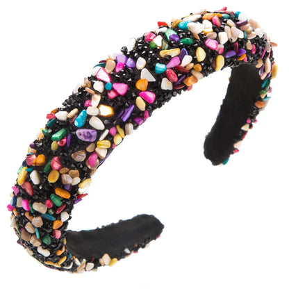 Exaggerated Baroque Colorful Crystal Candy Sponge Wide Edge Hair Hoop Headband - Shello's Creative Boutique