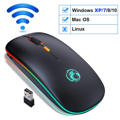 Wireless Mouse Bluetooth RGB Rechargeable Computer Silent Mause LED Backlit Ergonomic - Shello's Creative Boutique