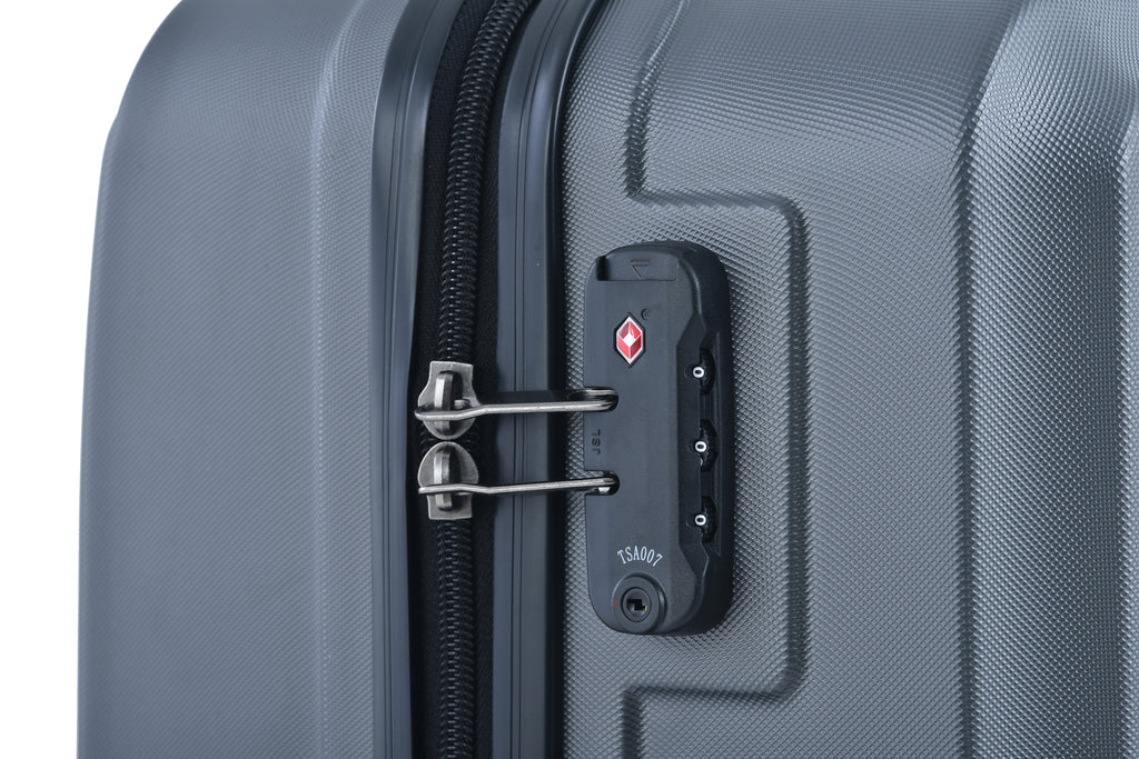 3 Piece Luggage Sets ABS Lightweight Suitcase with Two Hooks, Spinner Wheels, TSA Lock, (20/24/28) Gray eprolo