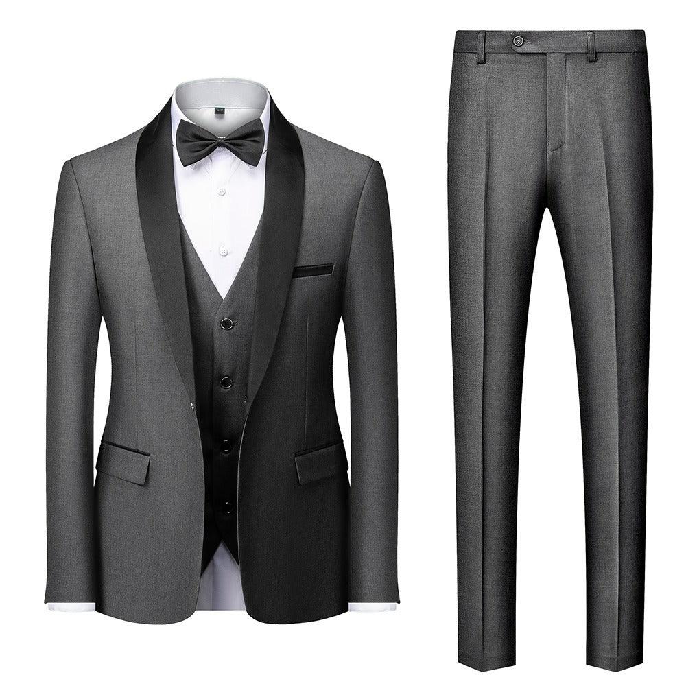 New Grooms men Men Wedding Suits Shawl Lapel Groom Tuxedos - Shello's Creative Boutique