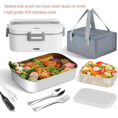 New portable household car 110 / 220V 12V/24V rechargeable automatic heated electric lunch box bento food heater container box - Shello's Creative Boutique