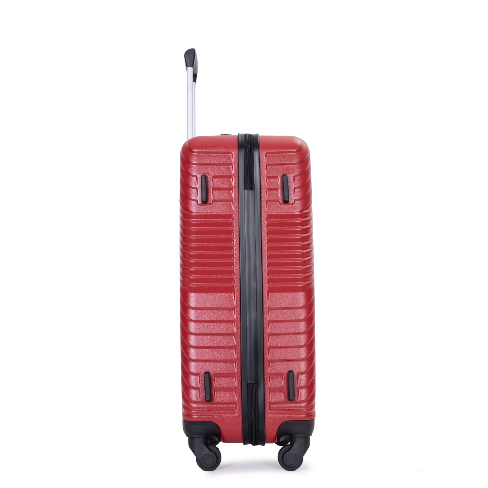 3 Piece Luggage Sets PC+ABS Lightweight Suitcase with Two Hooks Spinner Wheels (20/24/28) Red eprolo