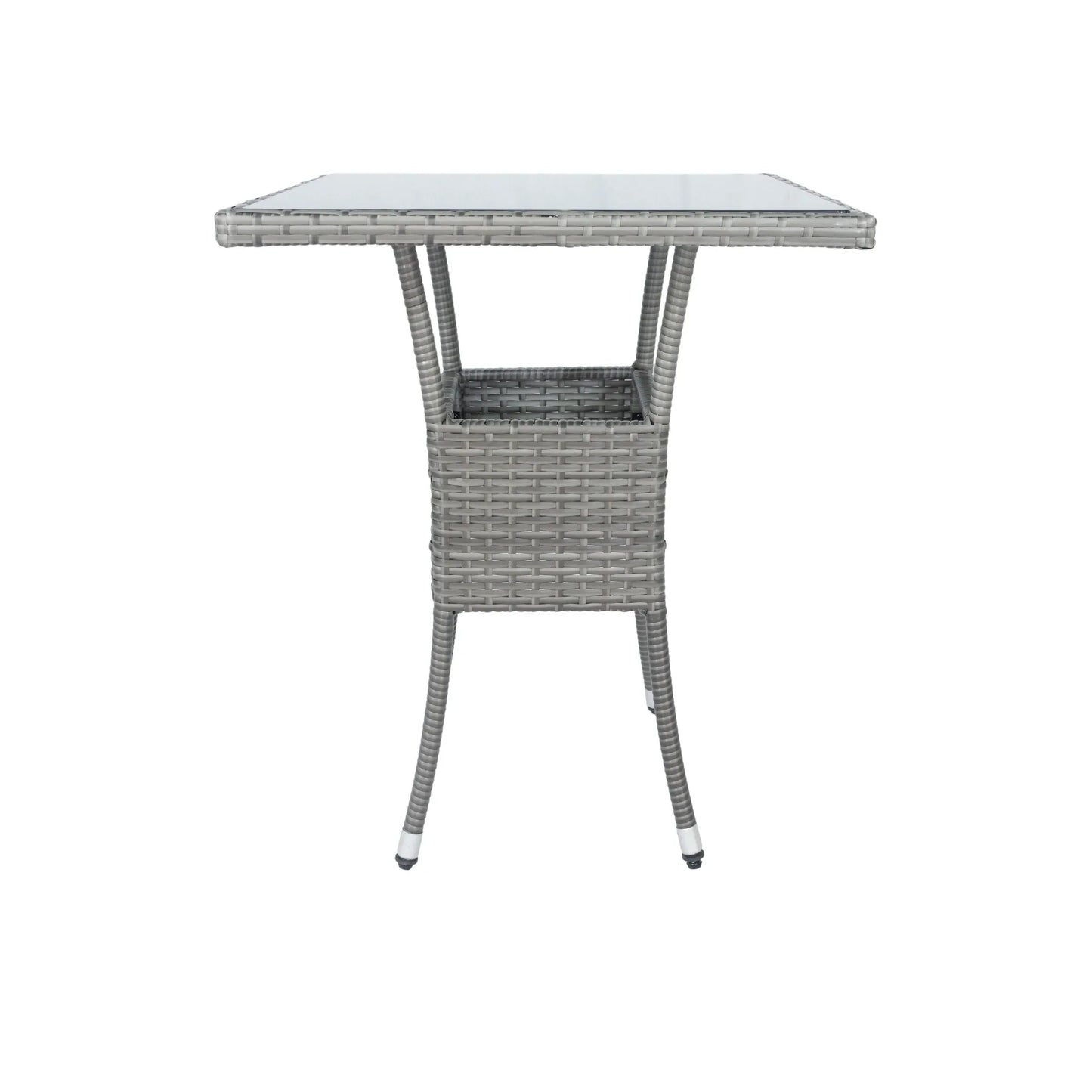 3 Piece Patio Wicker Conversation Set Grey Wicker + white Cushion - Shello's Creative Boutique