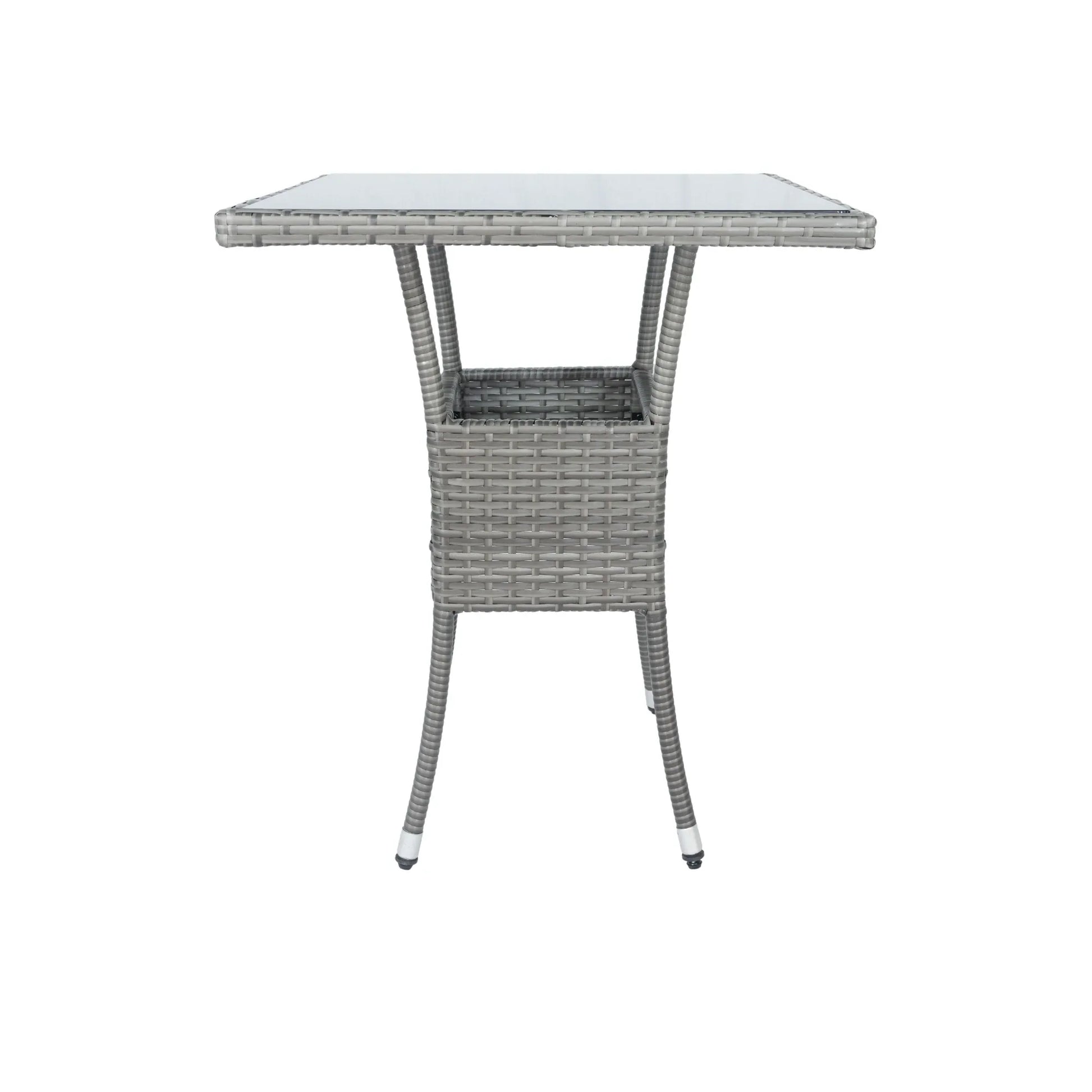 3 Piece Patio Wicker Conversation Set Grey Wicker + white Cushion - Shello's Creative Boutique