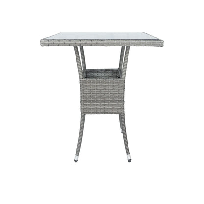 3 Piece Patio Wicker Conversation Set Grey Wicker + white Cushion - Shello's Creative Boutique