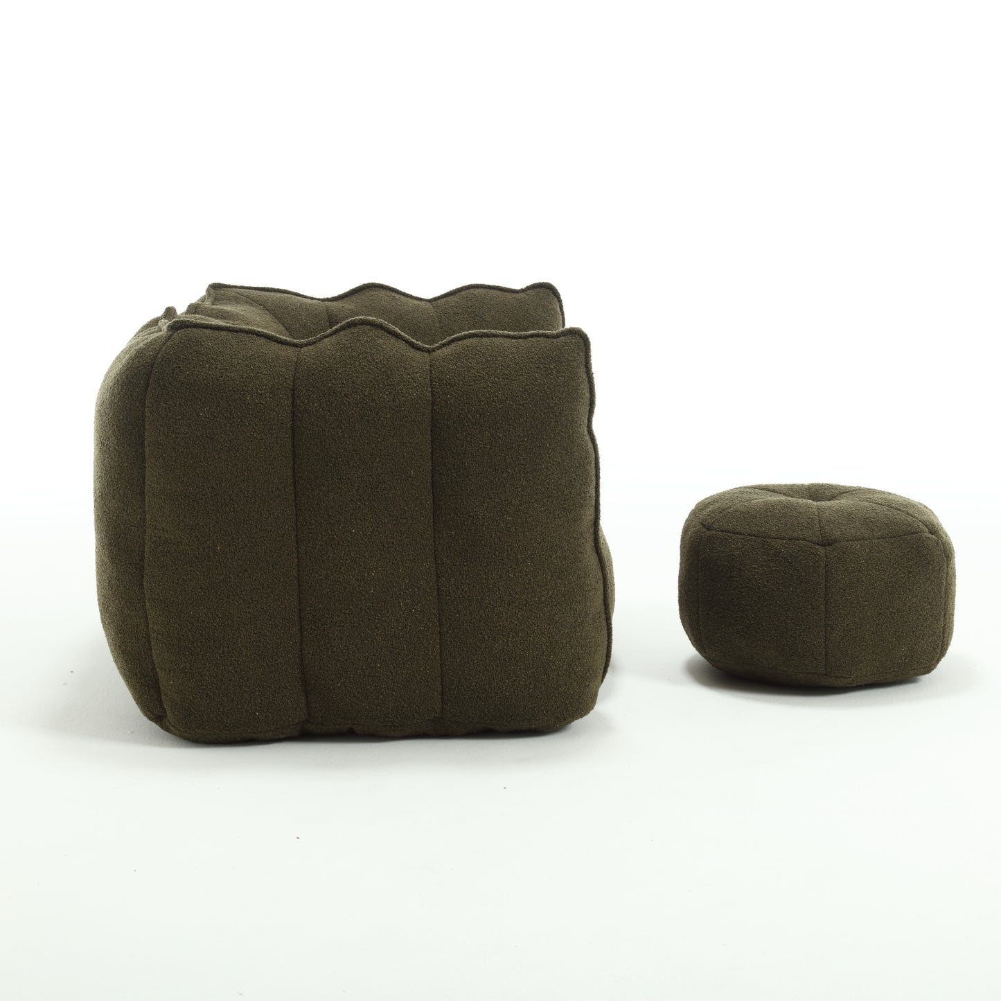 Soft Bean Bag Chair with High Resilient Foam(Chips)for living room and bedroom,Comfortable Square Lazy Sofa with Footstool eprolo