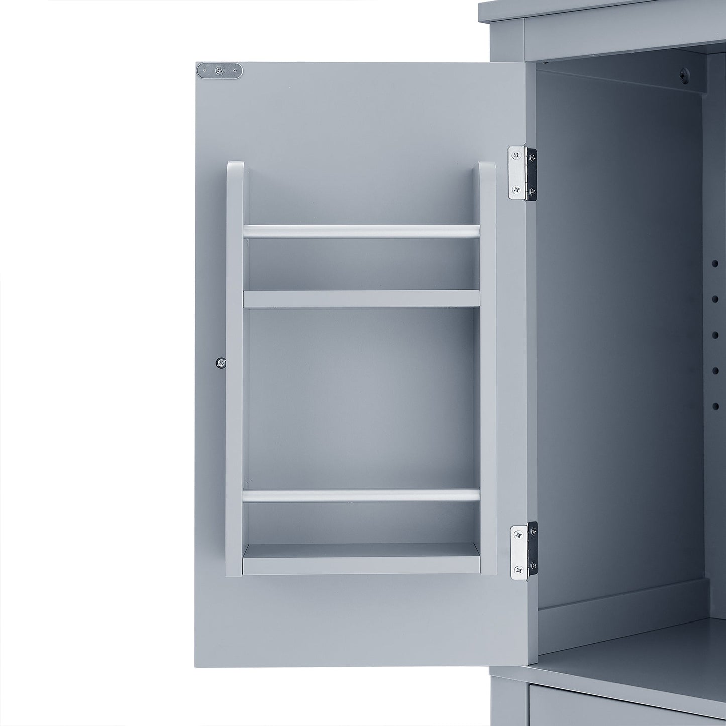 Bathroom floor storage cabinet, bathroom storage cabinet, 4-door independent cabinet, adjustable shelf, adaptive shelf, gray eprolo