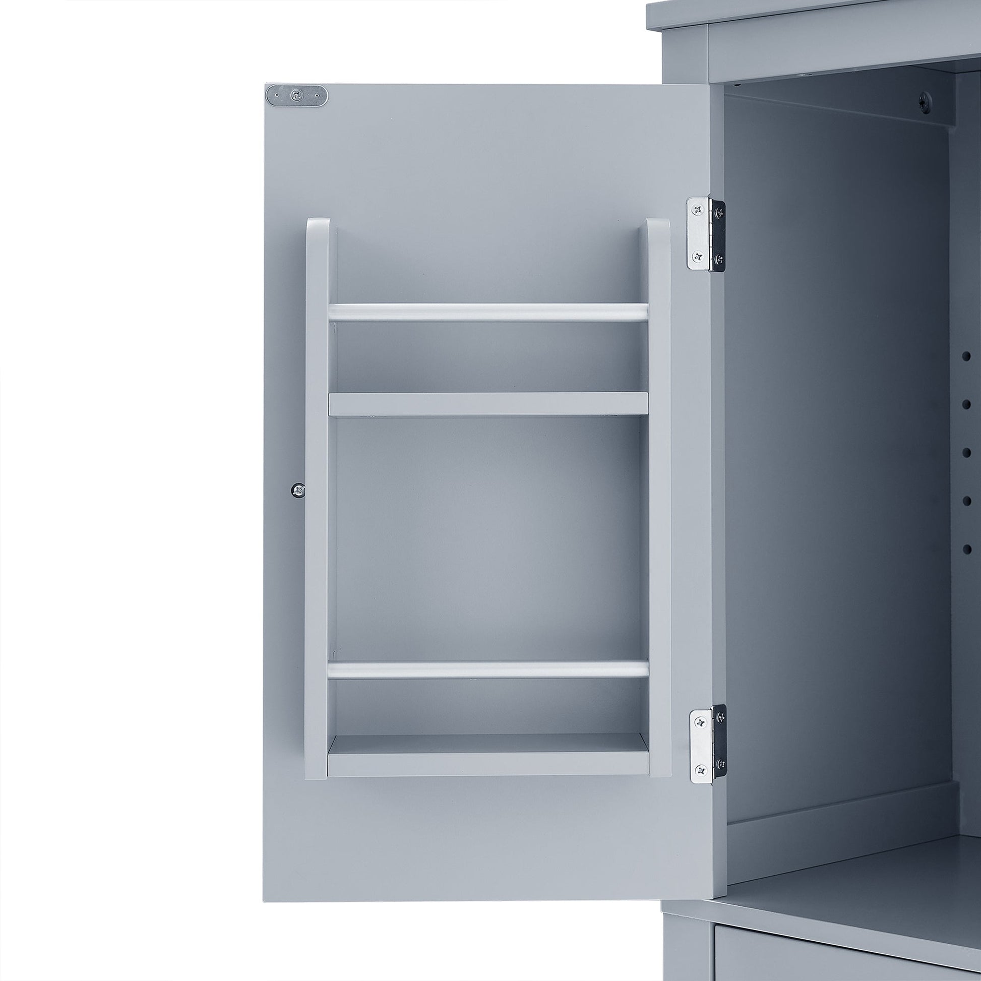 Bathroom floor storage cabinet, bathroom storage cabinet, 4-door independent cabinet, adjustable shelf, adaptive shelf, gray eprolo