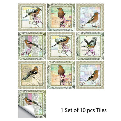 10 Piece Set Of Datura Mosaic Small Flower Imitation Ceramic Tile Wall Sticker - Shello's Creative Boutique