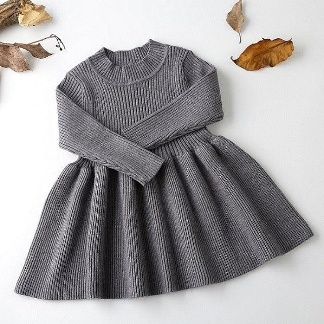 Baby Dresses For Girls Autumn Winter Long Sleeved Knit princess dress Lotus Leaf Collar Pocket Doll Dress Girls Baby Clothing - Shello's Creative Boutique