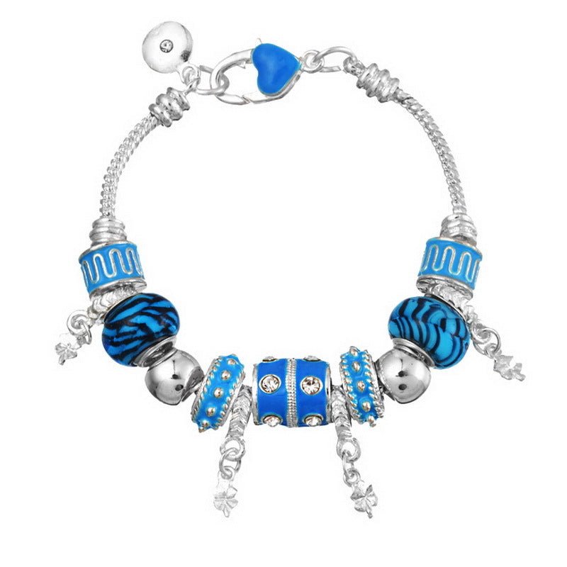 Pink Crystal Charm Silver Bracelets Bangles for Women With Murano Beads Silver Bracelet Jewelry eprolo