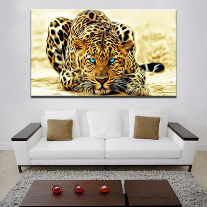 Modern Paintings HD Digital Printed on Canvas – Large Leopard Poster - Shello's Creative Boutique