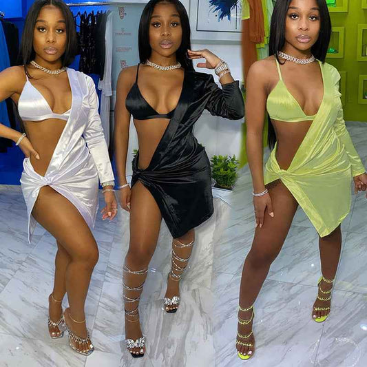 Eprolo Feminine Bra Mini Dress – Asymmetric One-Shoulder Party Wear