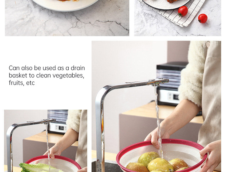 Collapsible Microwave Cover Lid Folding Plate Cover Colander Strainer Fruit Vegetables Washing Basket Plate Lid Kitchen Tools eprolo