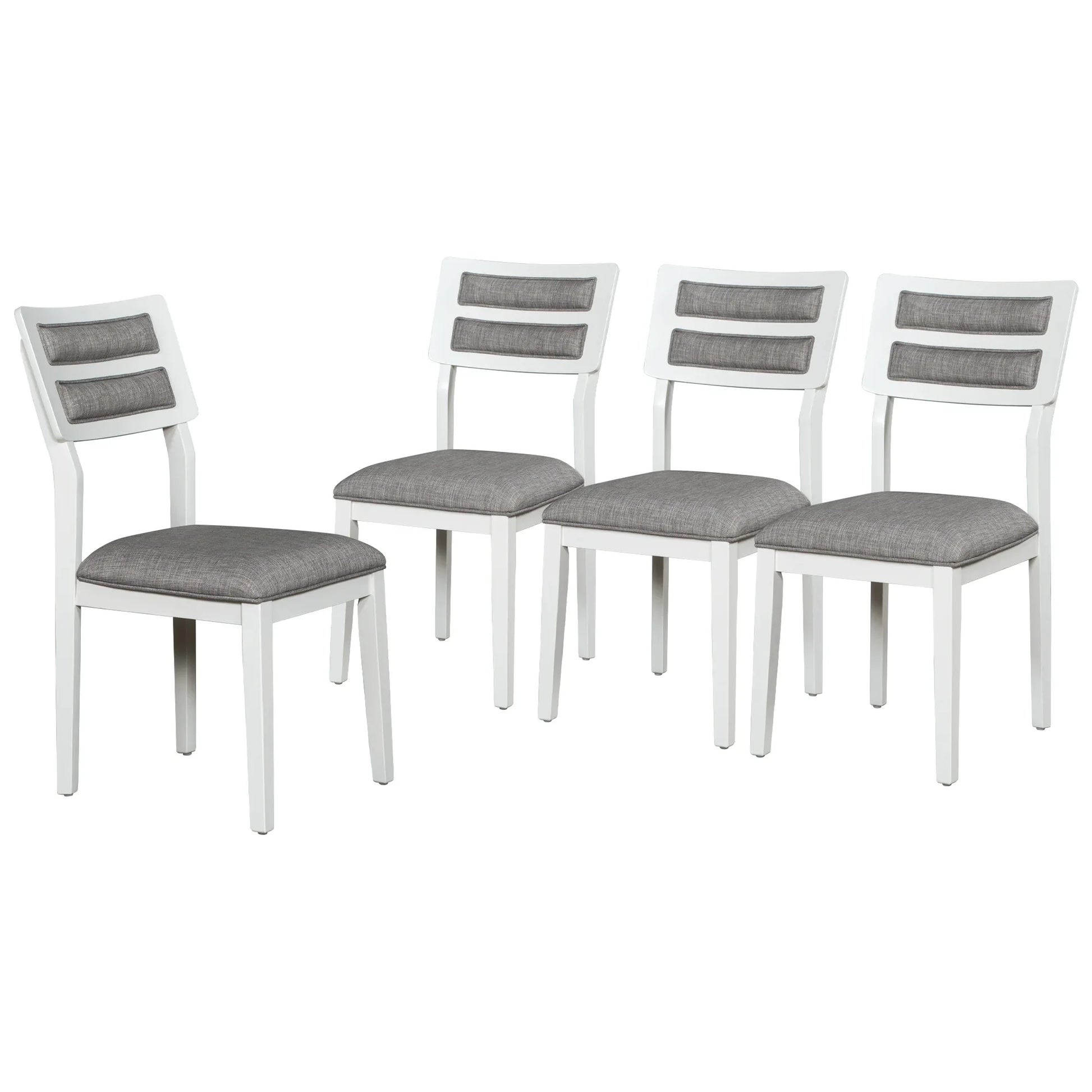 TREXM Classic and Traditional Style 6 - Piece Dining Set, Includes Dining Table 4 Upholstered Chairs & Bench (White+Gray) - Shello's Creative Boutique
