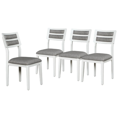 TREXM Classic and Traditional Style 6 - Piece Dining Set, Includes Dining Table 4 Upholstered Chairs & Bench (White+Gray) - Shello's Creative Boutique