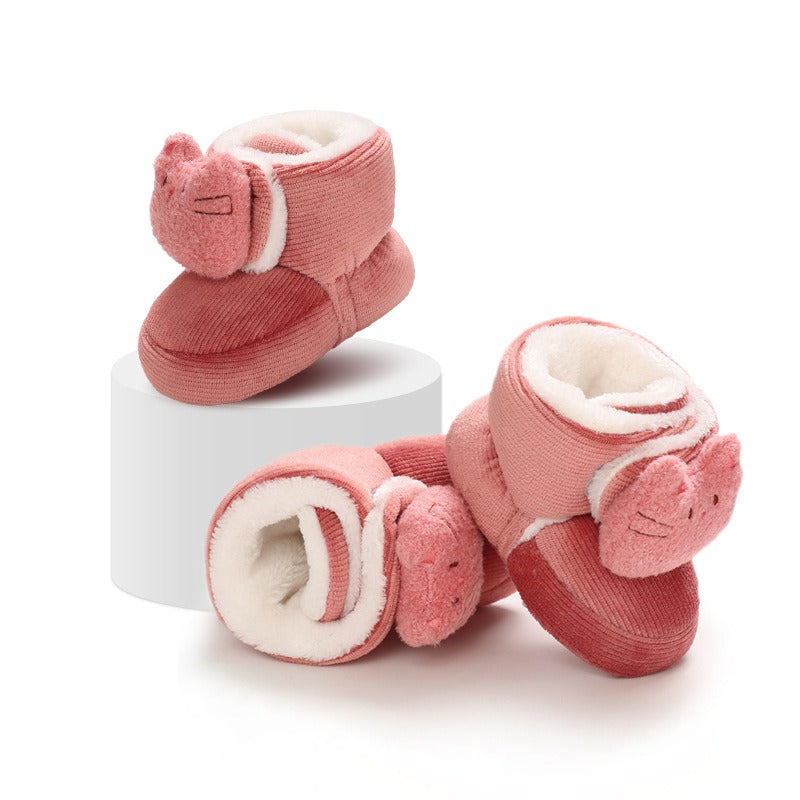 Baby cotton shoes winter high tube 0-1 year old children's cartoon cute walking shoes soft soled baby boots baby shoes plush eprolo