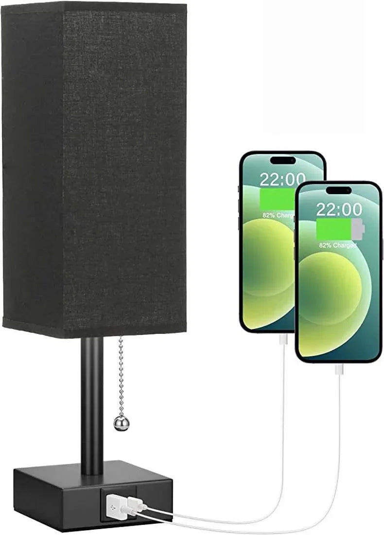 Linen 90 square desk lamp zipper switch three color temperature variable light A+C USB charging - Shello's Creative Boutique