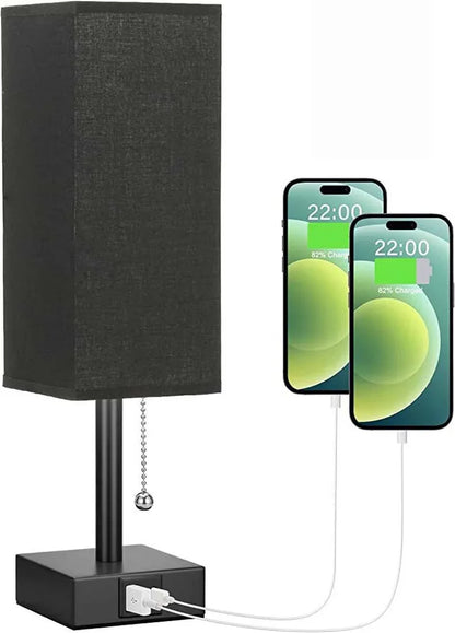 Linen 90 square desk lamp zipper switch three color temperature variable light A+C USB charging - Shello's Creative Boutique