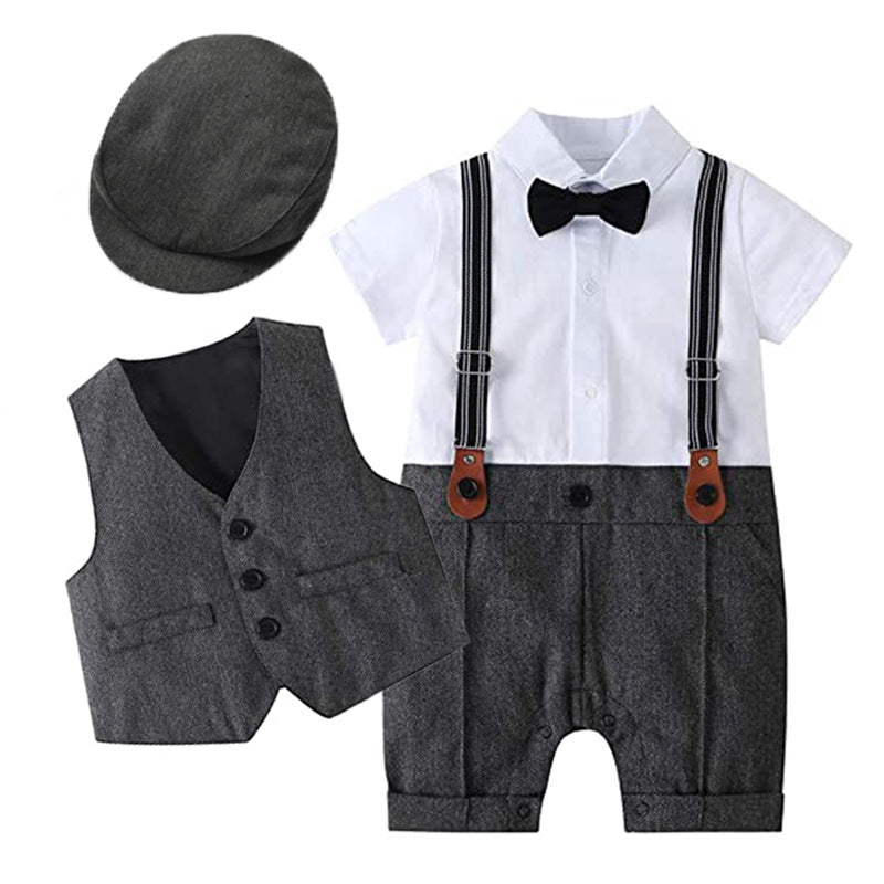 Boy Baby Gentleman One-Year-Old Wash Clothing Summer New Boy One-Piece Romper Children's Suit Shello Creative Boutique