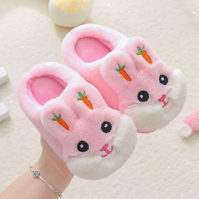 Kids Cotton Slides Autumn Winter Indoor Non-slip Cute Rabbit Non-slip Kids Shoes Home Slippers Fashion Baby Boys Girls Slippers eprolo