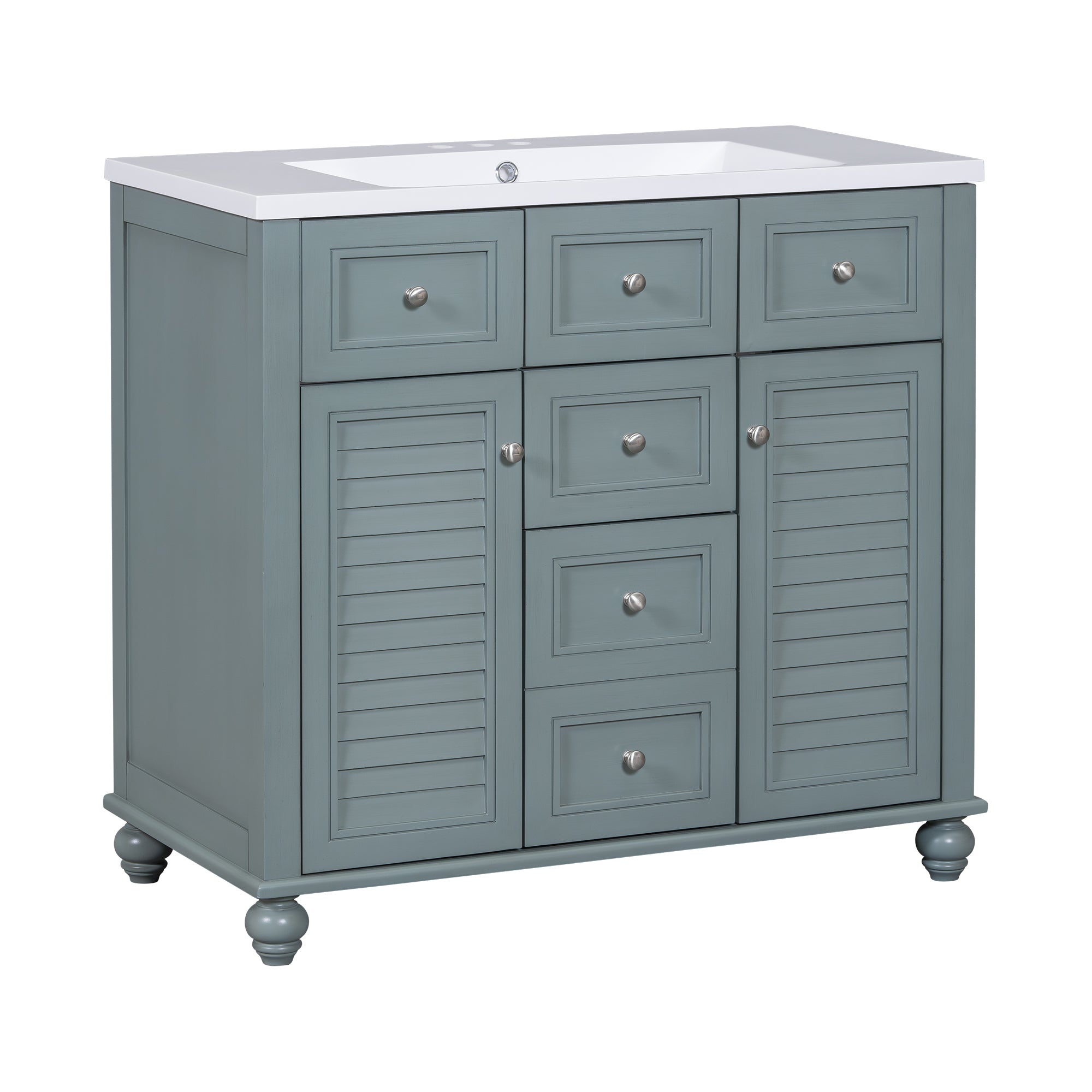36 inch modern mirror cabinet with adjustable shelves, 2 soft closing doors, and 6 drawer storage cabinet door organizers eprolo