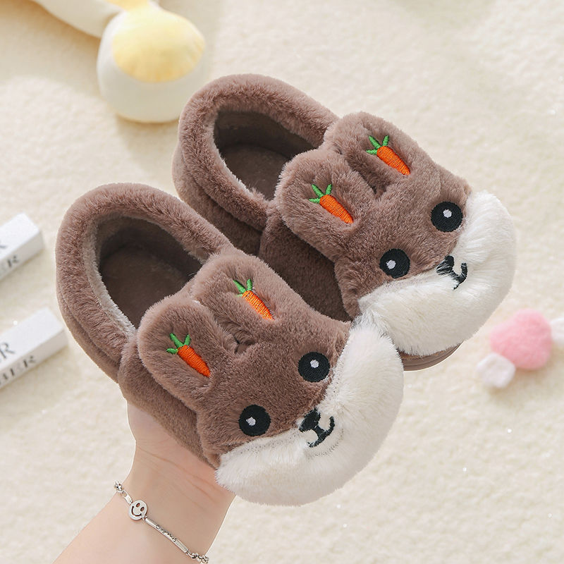 Kids Cotton Slides Autumn Winter Indoor Non-slip Cute Rabbit Non-slip Kids Shoes Home Slippers Fashion Baby Boys Girls Slippers eprolo
