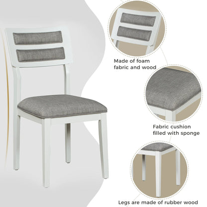 TREXM Classic and Traditional Style 6 - Piece Dining Set, Includes Dining Table 4 Upholstered Chairs & Bench (White+Gray) - Shello's Creative Boutique