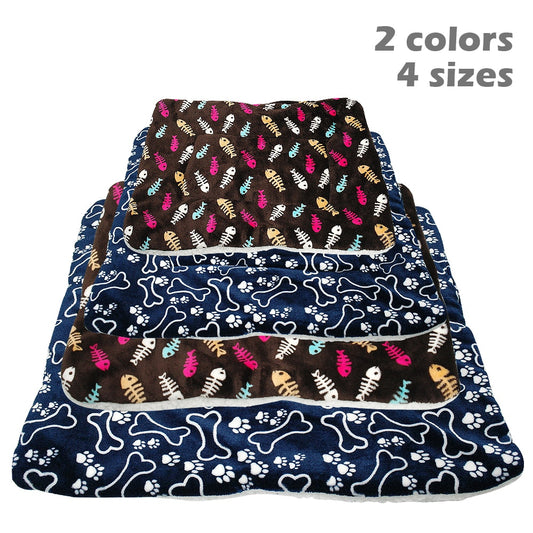 Winter Dog Bed Mat Pet Cushion Blanket Warm Paw Print Puppy Cat Fleece Beds For Small Large Dogs Cats Pad Chihuahua Cama Perro eprolo