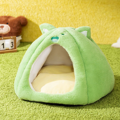 Adorable Toast Bread Pet Bed - Cozy Semi-Enclosed Cat & Dog Bed