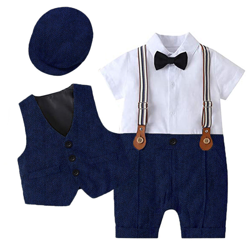 Boy Baby Gentleman One-Year-Old Wash Clothing Summer New Boy One-Piece Romper Children's Suit Shello Creative Boutique