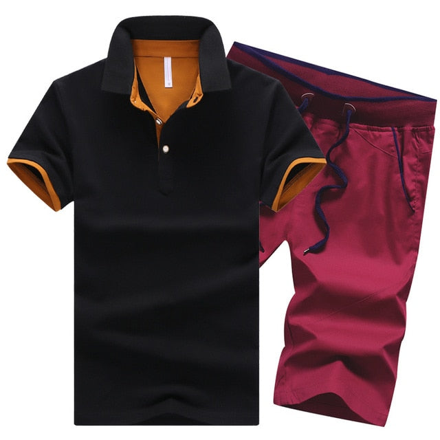 Cotton Mens Sets Summer Button Polo Shirts Sets Turn Down Mens Shorts 4XL Men Clothes 2 Piece Set Elastic Waist Shorts eprolo