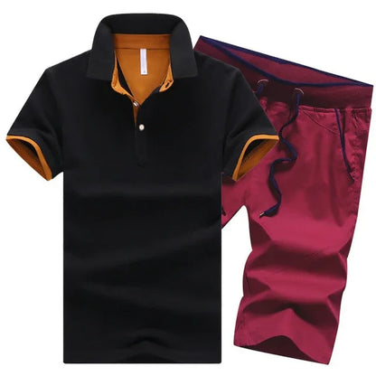 Cotton Mens Sets Summer Button Polo Shirts Sets Turn Down Mens Shorts 4XL Men Clothes 2 Piece Set Elastic Waist Shorts - Shello's Creative Boutique