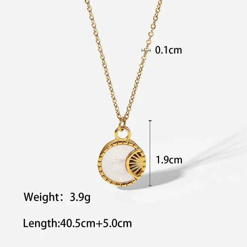 18K gold moon and star inlaid gemstone design high-end necklace - Shello's Creative Boutique