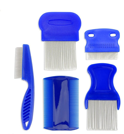 4-Piece Stainless Steel Flea Comb Set - Professional Dense Tooth Pet Grooming