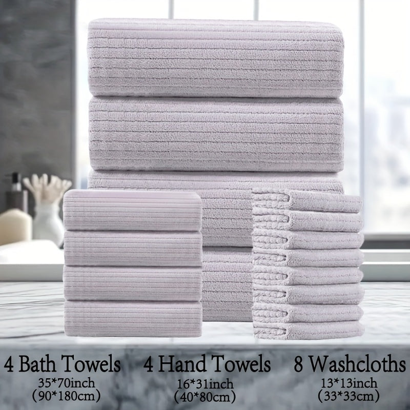 16 Piece Microfiber Bath Towel Set - Quick-Dry & Absorbent