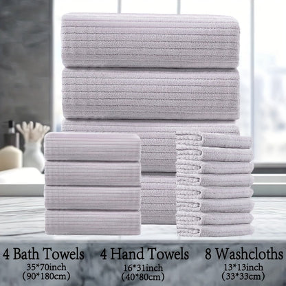 16 Piece Microfiber Bath Towel Set - Quick-Dry & Absorbent