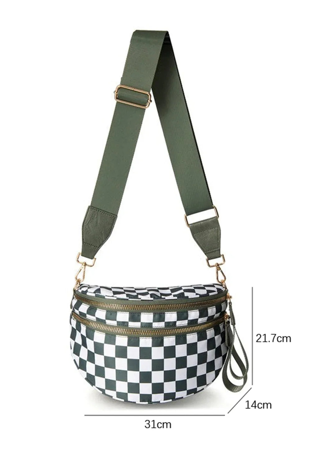 Chestnut Checkered Print Wide Strap Large Crossbody Bag - Shello's Creative Boutique