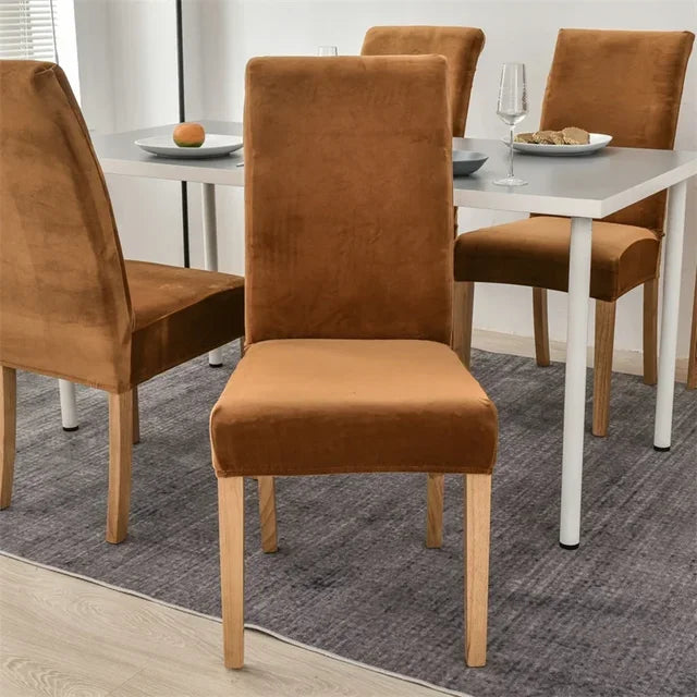 1/2/4/6 Velvet Pink Chair Cover Stretch Elastic Dining Room Chair Slipcover Spandex Case for office Chairs housse de chaise eprolo