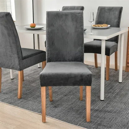 1/2/4/6 Velvet Pink Chair Cover Stretch Elastic Dining Room Chair Slipcover Spandex - Shello's Creative Boutique