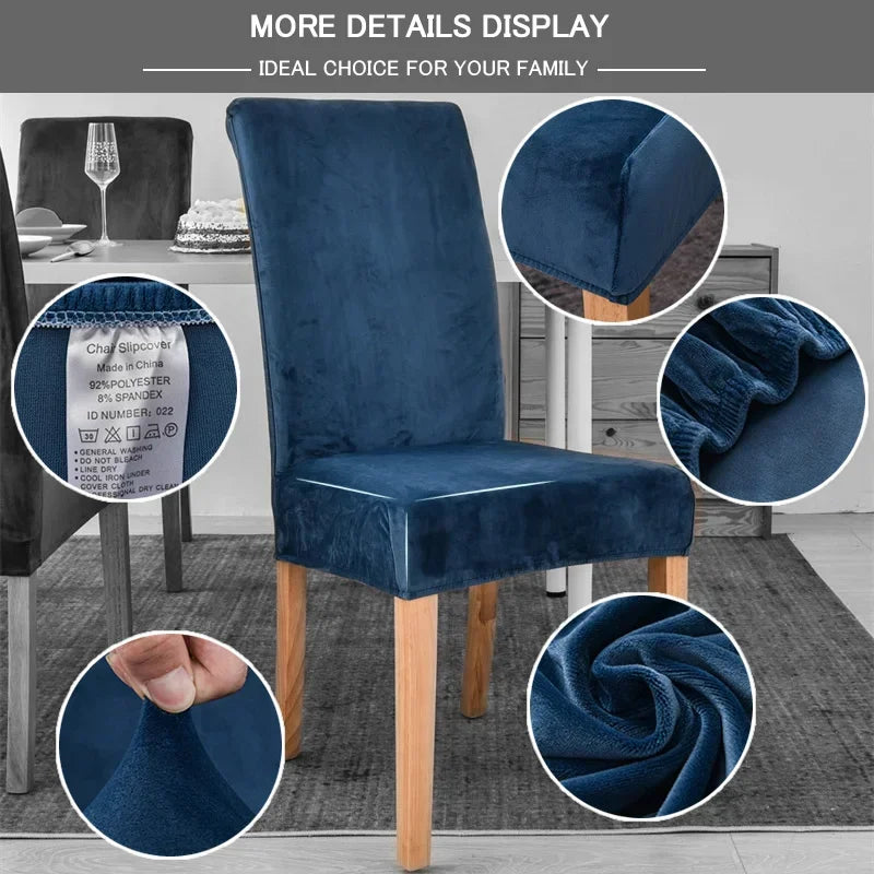 1/2/4/6 Velvet Pink Chair Cover Stretch Elastic Dining Room Chair Slipcover Spandex Case for office Chairs housse de chaise eprolo