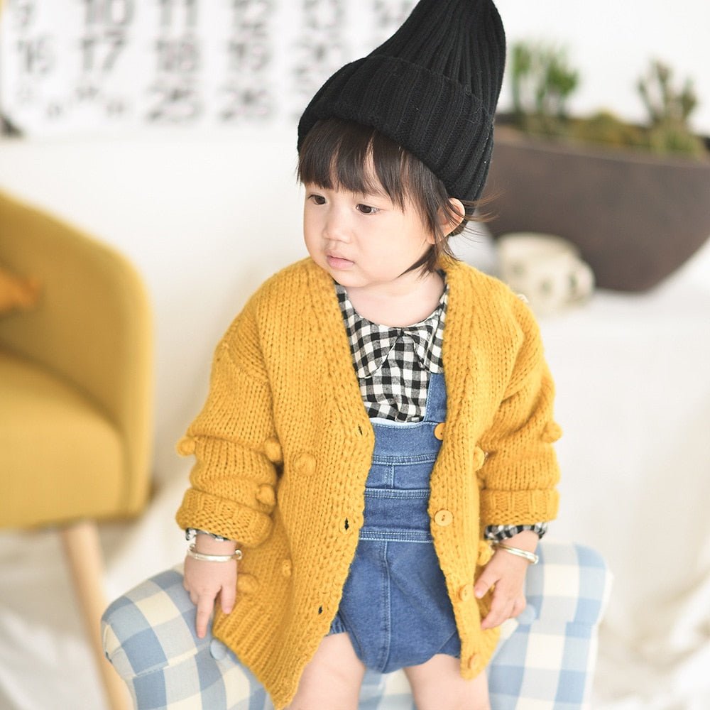 1 - 3 Years Old Baby Girl Sweater Child 17 Winter Ball In Hand Down Sweater Cardigan Jacket Cardigan For Girl Girls Cardigan - Shello's Creative Boutique
