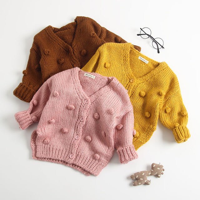 1 - 3 Years Old Baby Girl Sweater Child 17 Winter Ball In Hand Down Sweater Cardigan Jacket Cardigan For Girl Girls Cardigan - Shello's Creative Boutique