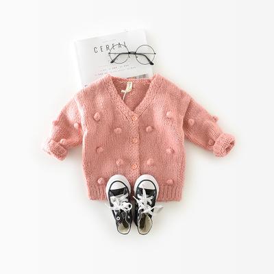 1 - 3 Years Old Baby Girl Sweater Child 17 Winter Ball In Hand Down Sweater Cardigan Jacket Cardigan For Girl Girls Cardigan - Shello's Creative Boutique