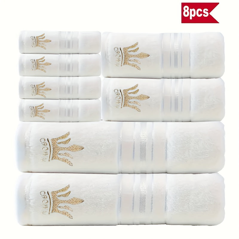 8 Piece Luxury Hotel Cotton Bath Towel Set - 390 GSM